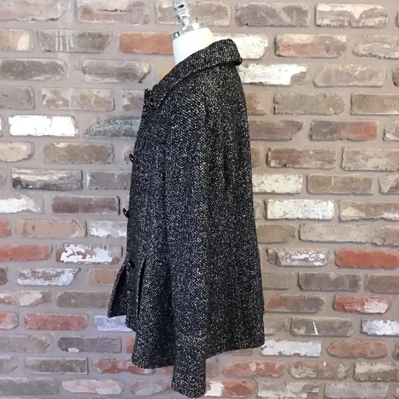 LONDON FOG Women’s Black & White Marled Speckled Textured Wool Blend Coat L - Picture 4 of 8